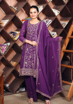 Prazu Fashion Purple Georgette Sequence Embroidered Sharara Suit | Grocsy
