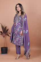 Prazu Fashion Dark Lavender Chinon Silk Sequence Embroidered Salwar Suit | Grocsy