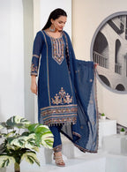 Prazu Fashion Blue Georgette Sequence Embroidered Salwar Suit | Grocsy