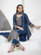 Prazu Fashion Blue Georgette Sequence Embroidered Salwar Suit | Grocsy