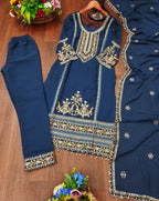 Prazu Fashion Blue Georgette Sequence Embroidered Salwar Suit | Grocsy