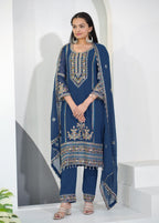 Prazu Fashion Blue Georgette Sequence Embroidered Salwar Suit | Grocsy