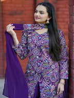 Prazu Fashion Violet Tapeta Silk With Fusing Embroidered Sharara Suit | Grocsy