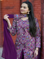 Prazu Fashion Wine Tapeta Silk With Fusing Embroidered Sharara Suit | Grocsy
