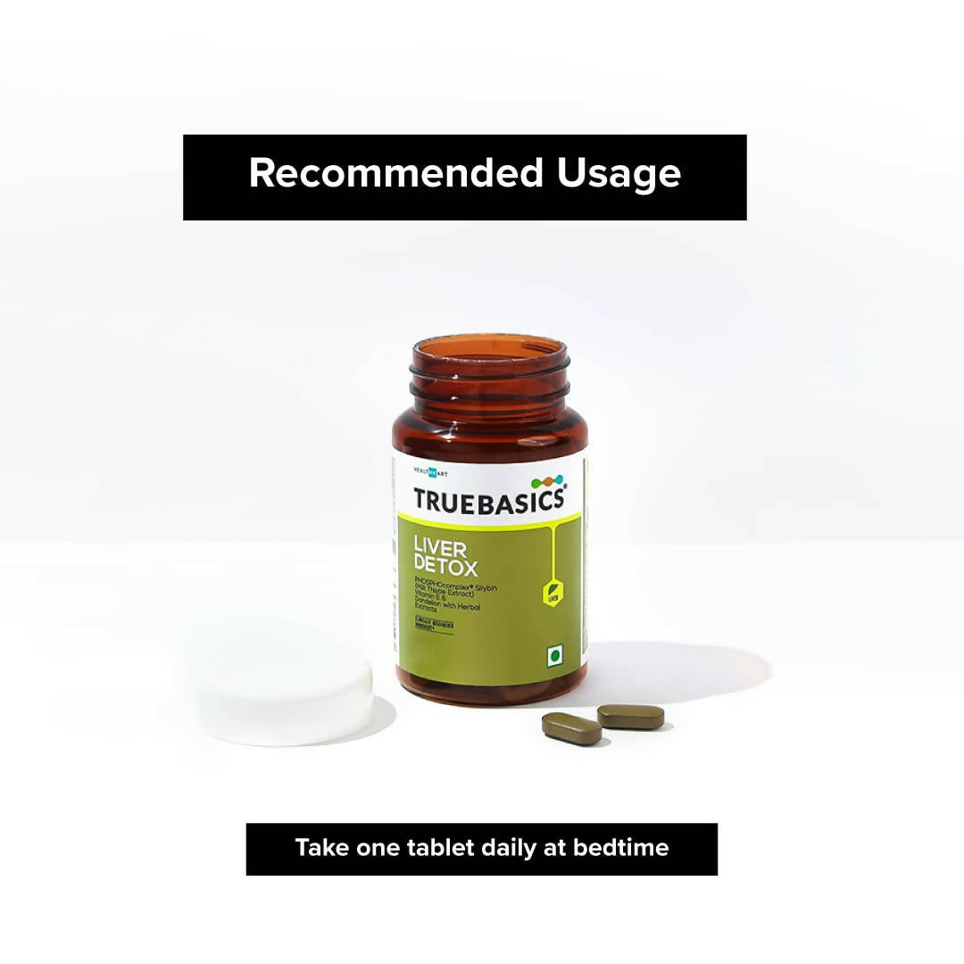 TrueBasics Liver Detox Tablets with Milk Thistle Extract, Dandelion, & Vitamin E | Grocsy