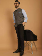 Even Apparels Nehru Jacket With Welt Pockets - Grey | Grocsy