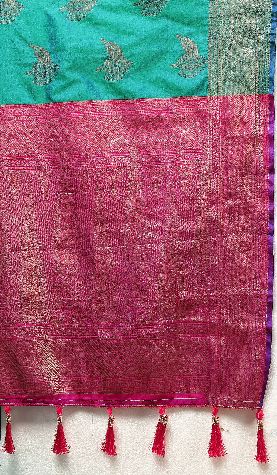 Lorenvalley Fashion Teal Soft Silk Woven Design Zari Weaving Saree | Grocsy