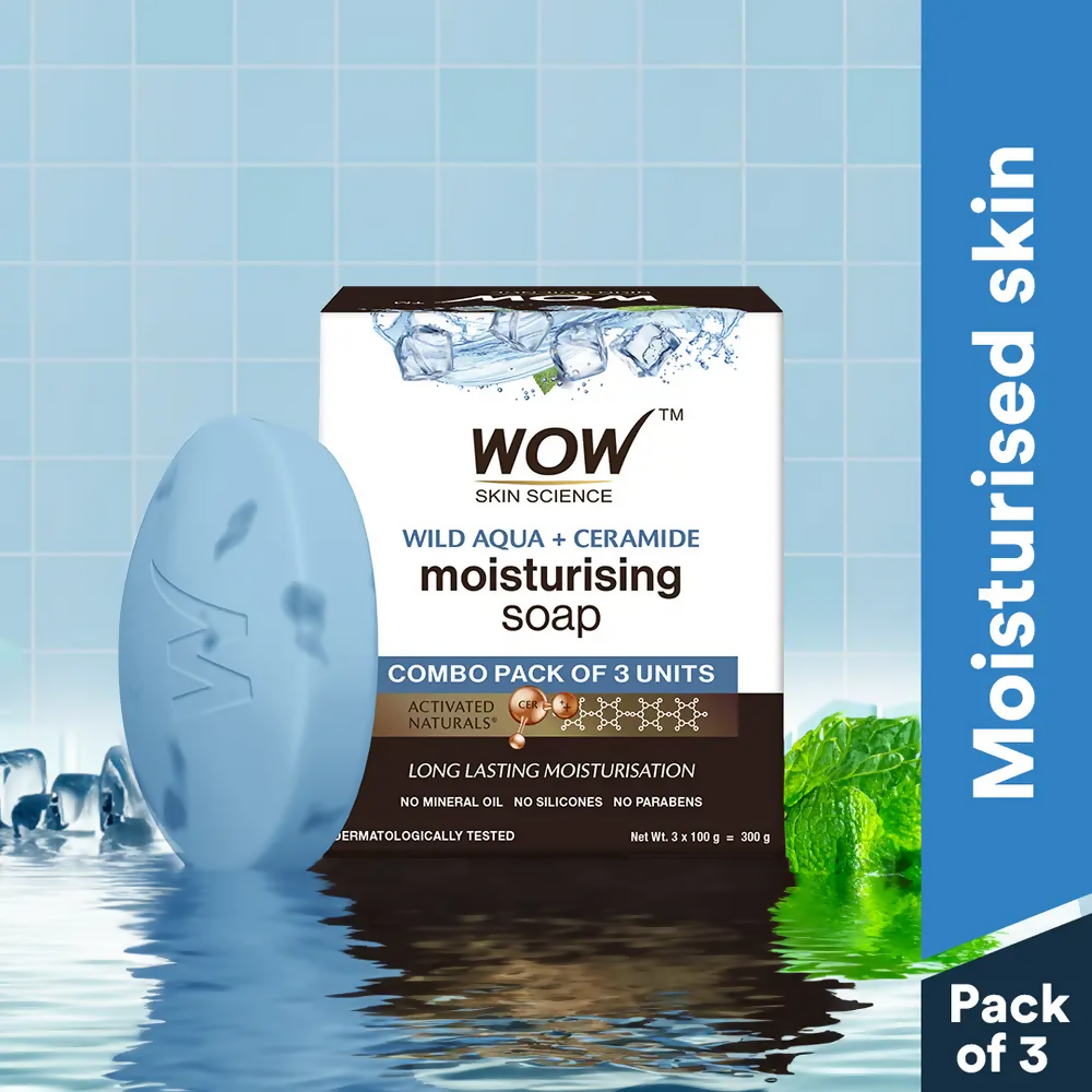Wow Skin Science Wild Aqua & Ceramide Moisturizing Soap – Cooling, Hydrating & Skin Nourishing for All Skin Types | Grocsy