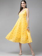 Ahalyaa Women's Traditional wear Dress - Yellow | Grocsy