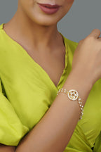 Peryl Women's Green White Gold Tone Kundan Bracelet - Swadesiicart