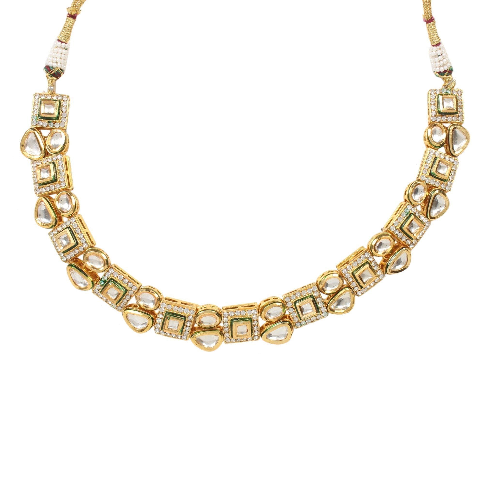 Peryl Women Kundan Necklace With Earrings(2 Pc Set) - Swadesiicart