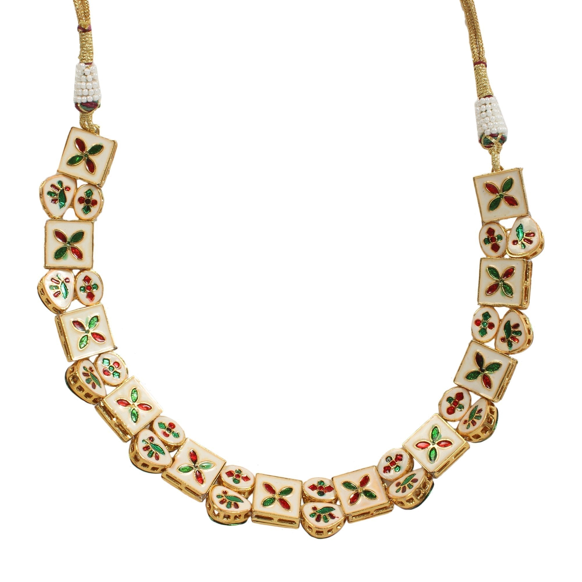 Peryl Women Kundan Necklace With Earrings(2 Pc Set) - Swadesiicart