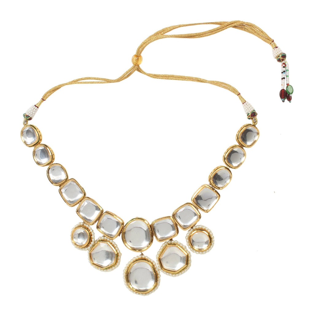 Peryl Women's Kundan Inspired Necklace With Earrings - Swadesiicart