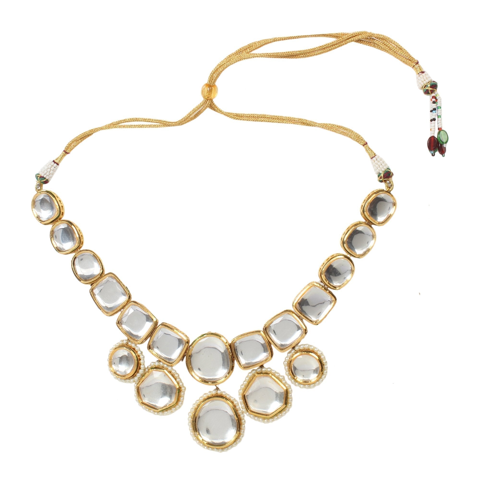 Peryl Women's Kundan Inspired Necklace With Earrings - Swadesiicart