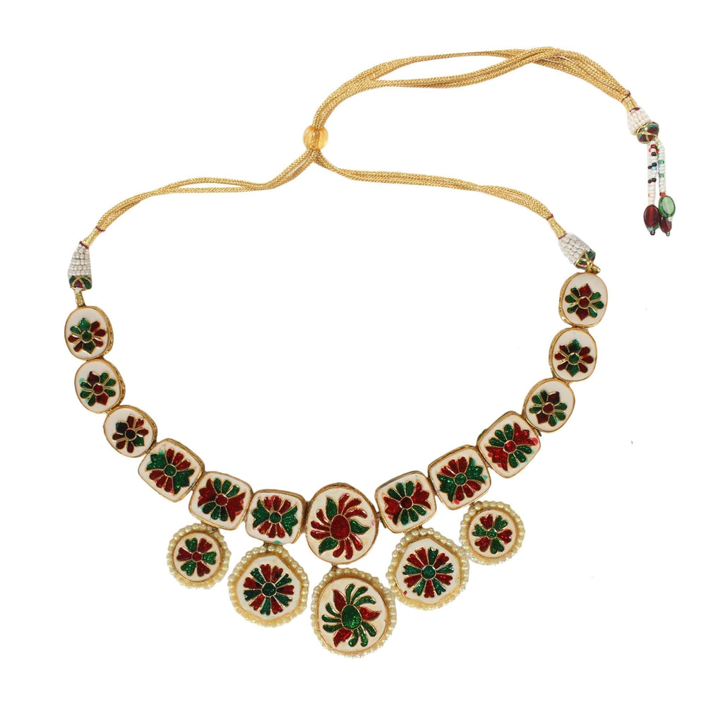 Peryl Women's Kundan Inspired Necklace With Earrings - Swadesiicart