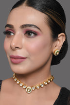Peryl Women's Handcrafted Kundan Studded Necklace With Earring - Swadesiicart