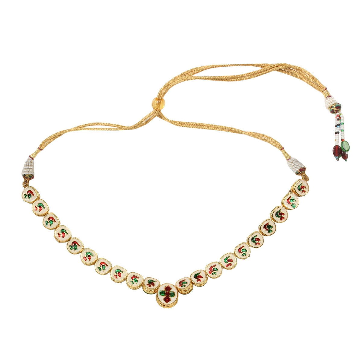 Peryl Women's Handcrafted Kundan Studded Necklace With Earring - Swadesiicart