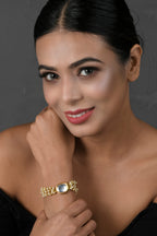 Peryl Women's Gold Toned White Kundan Charm Bracelet - Noz2Toz
