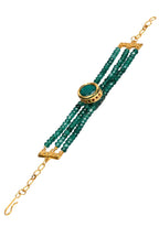 Peryl Women's Green Gold Toned Kundan Bracelet - Swadesiicart