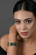 Peryl Women's Green Gold Toned Kundan Bracelet - Noz2Toz