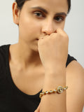Peryl Women's Gold Toned Kundan Inspired Bracelet With Pearls - Noz2Toz