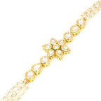 Peryl Women's Floral Kundan Gold Tone Bracelet With Multicolor Beads - Swadesiicart