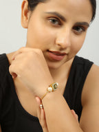 Peryl Women's Handcrafted Kundan Studded Bracelet With Pearls - Swadesiicart