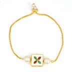 Peryl Women's Handcrafted Kundan Studded Bracelet With Pearls - Swadesiicart