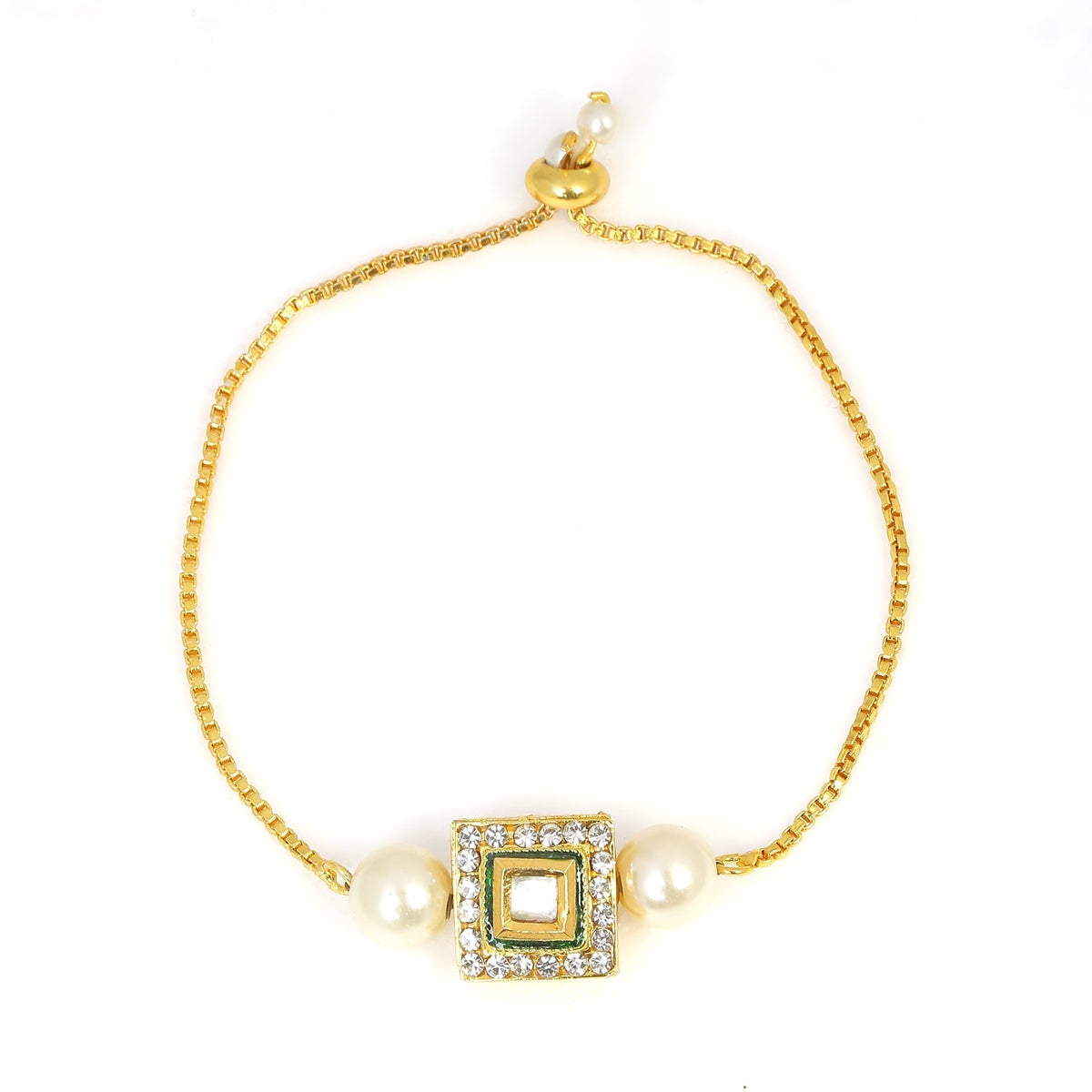 Peryl Women's Handcrafted Kundan Studded Bracelet With Pearls - Swadesiicart