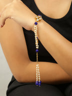 Peryl Women's Blue White Gold Tone Kundan Bracelet - Swadesiicart