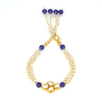 Peryl Women's Blue White Gold Tone Kundan Bracelet - Swadesiicart