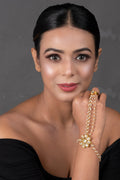 Peryl Women's Gold Tone Floral Kundan Haathphool With Pearls - Noz2Toz
