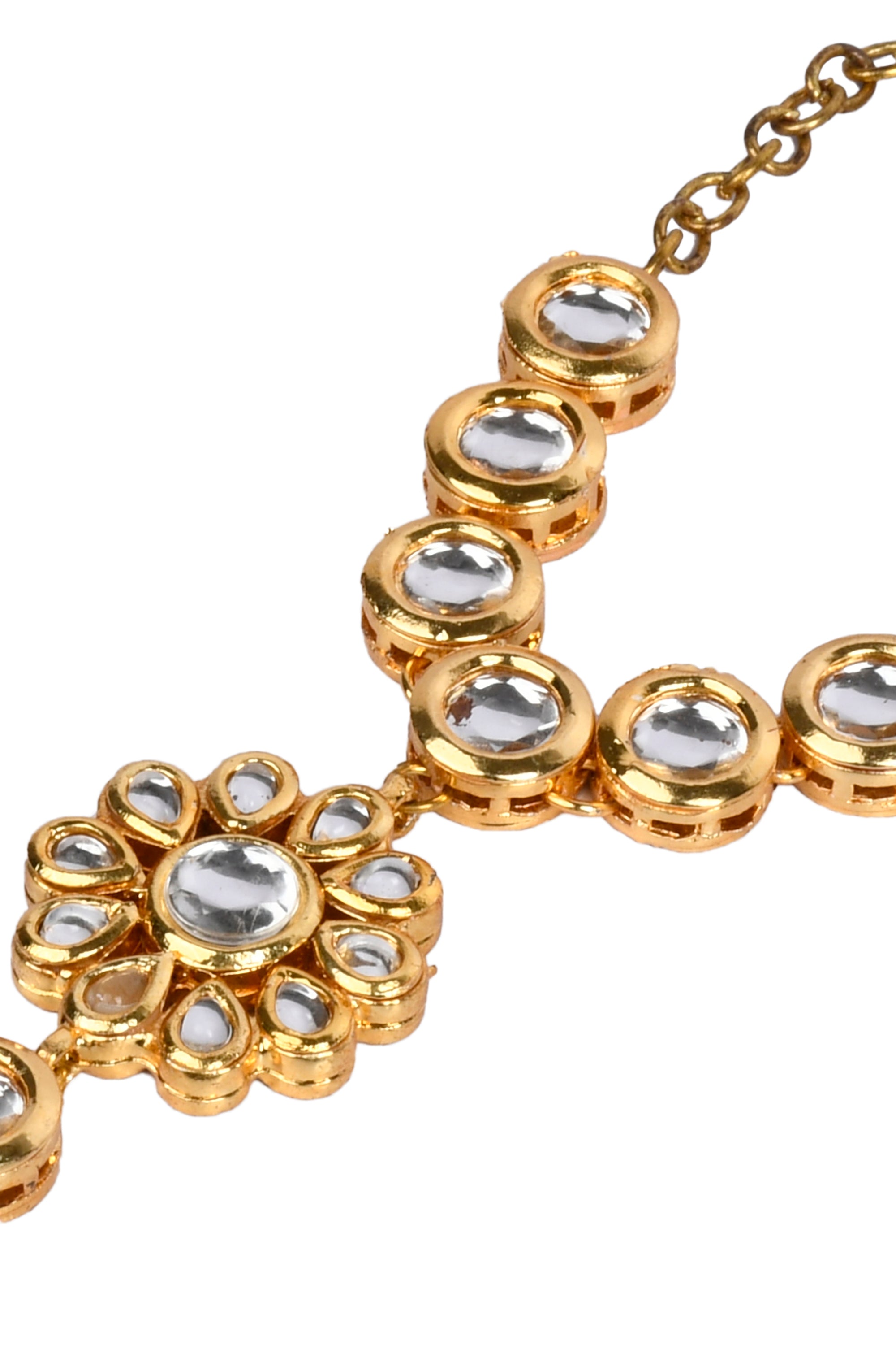 Peryl Women's Handcrafted Floral Kundan Hathphool - Swadesiicart