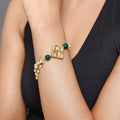 Peryl Women's Classic Gold Tone Kundan Inspired Pearl Bracelet - Noz2Toz