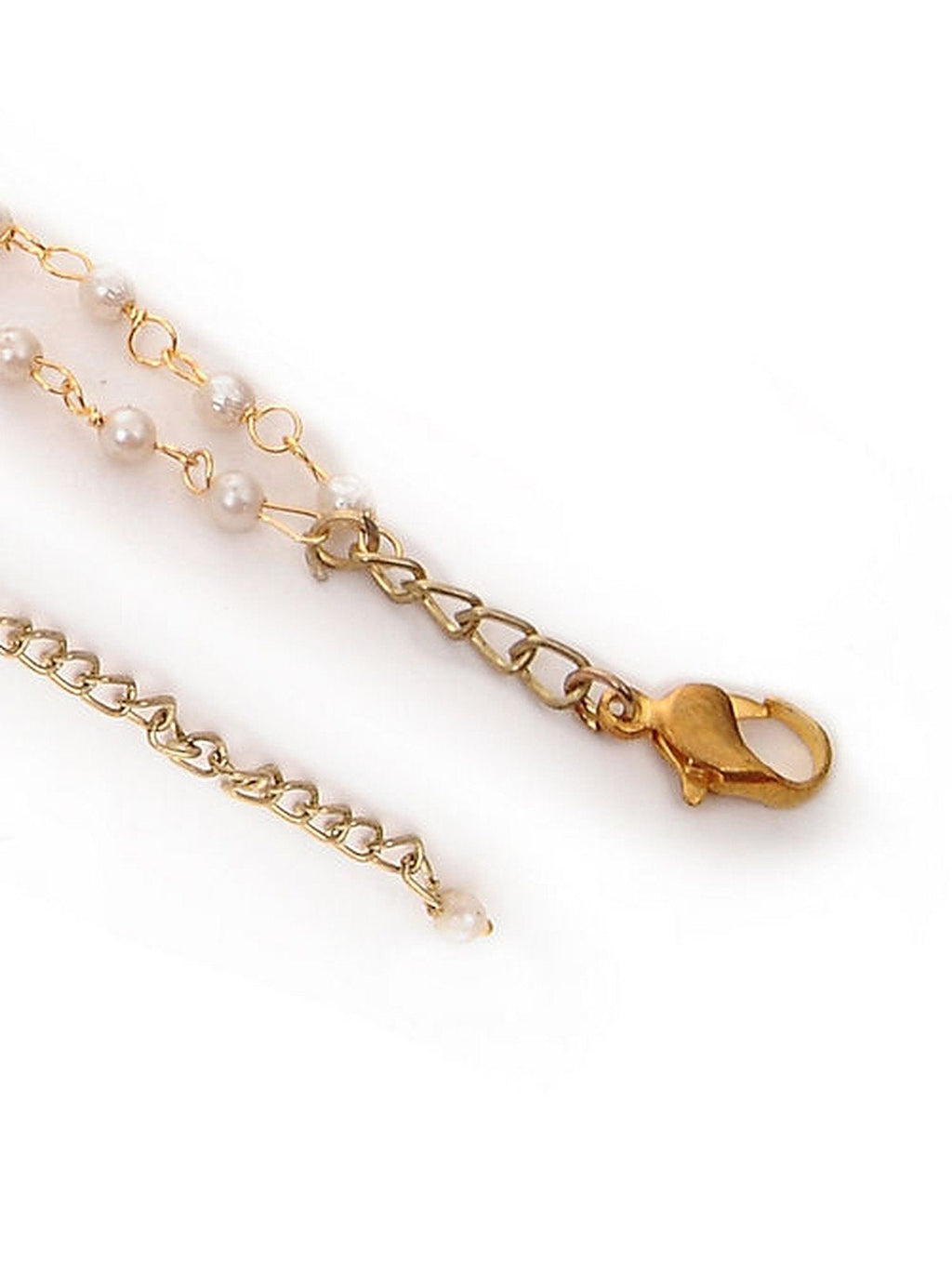 Peryl Women's Green White Gold Tone Kundan Bracelet - Swadesiicart