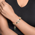 Peryl Women's Kundan Floral Gold Tone Bracelet - Swadesiicart