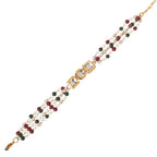 Peryl Women's Red Green Beaded Gold Tone Kundan Bracelet - Swadesiicart