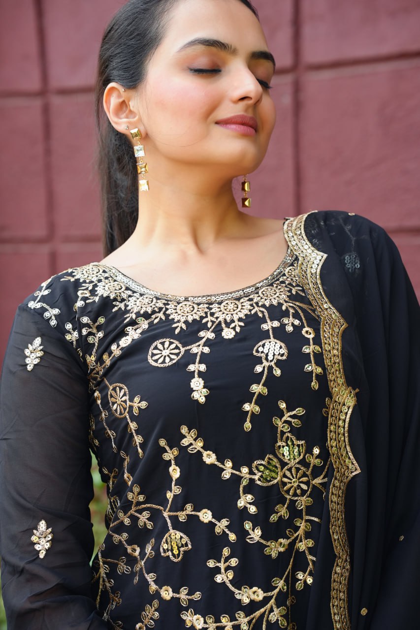 Lehenga Mart Designer Sharara Suit For Women or Girls - Black | Grocsy
