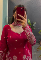 Lehenga Mart Designer Sharara Suit For Women or Girls - Maroon | Grocsy
