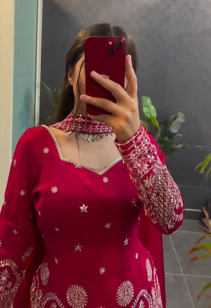 Lehenga Mart Designer Sharara Suit For Women or Girls - Maroon | Grocsy