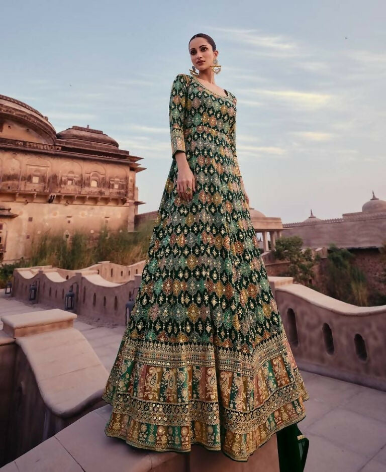 Vastranavya Traditional Faux Georgette Embroidered Sequence work Anarkali Gown | Grocsy