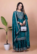 Lehenga Mart Designer Sharara Suit for women - Teal | Grocsy