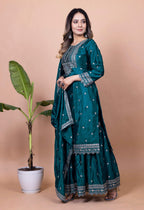 Lehenga Mart Designer Sharara Suit for women - Teal | Grocsy