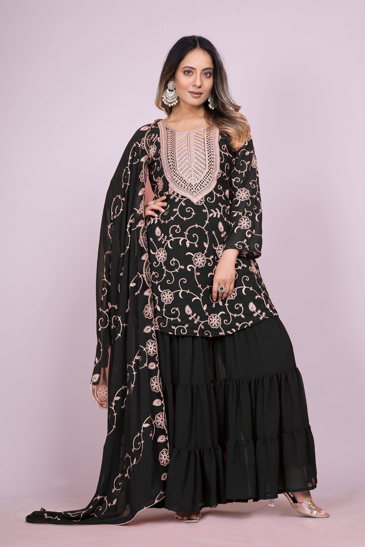 Lehenga Mart Designer Sharara Suit for women - Black | Grocsy