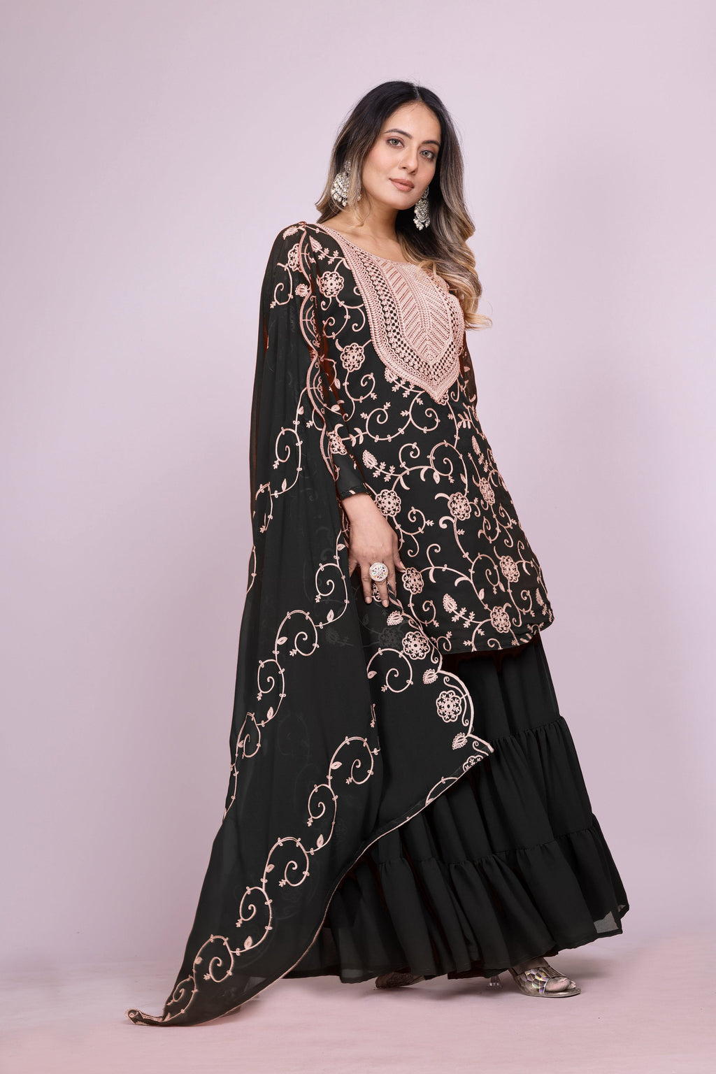 Lehenga Mart Designer Sharara Suit for women - Black | Grocsy
