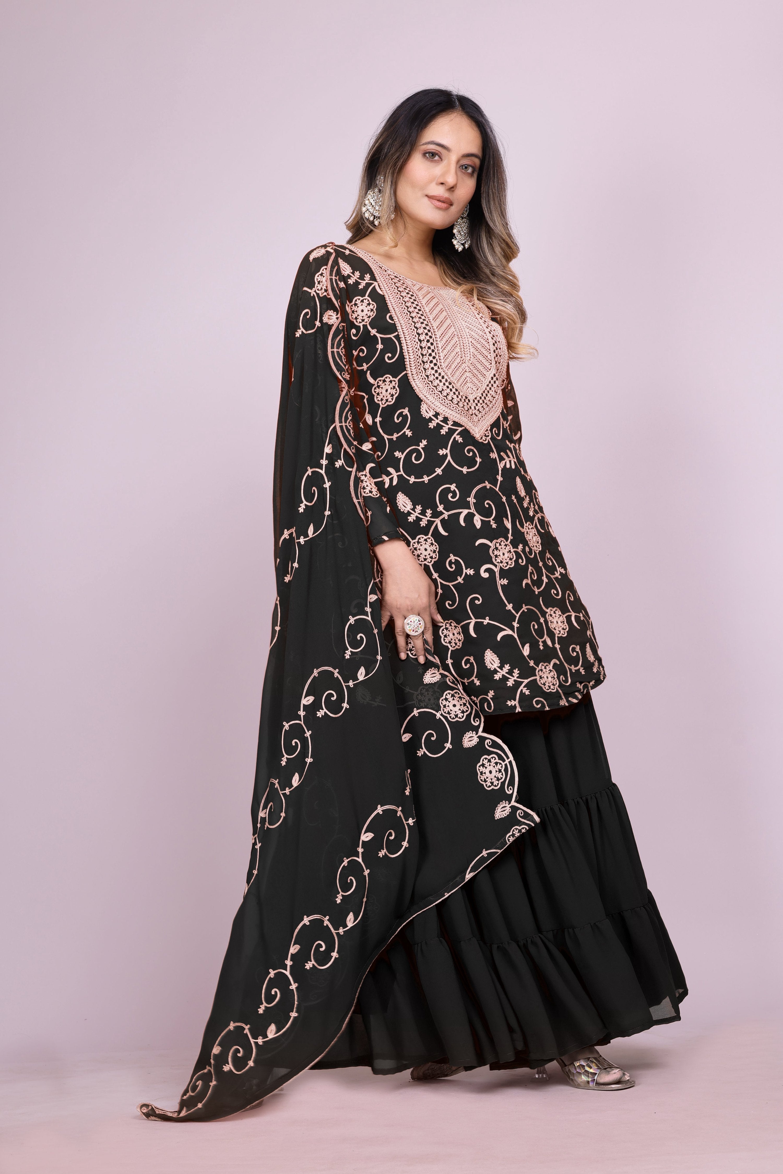 Lehenga Mart Designer Sharara Suit for women - Black | Grocsy