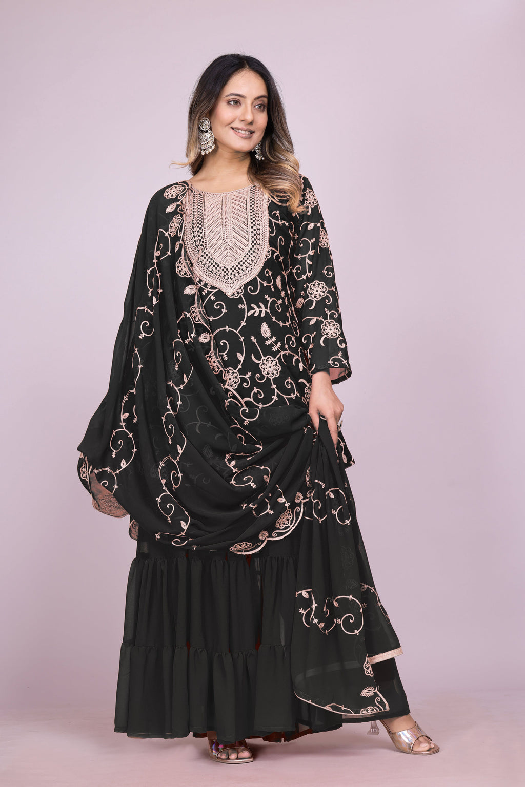 Lehenga Mart Designer Sharara Suit for women - Black | Grocsy