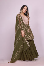 Lehenga Mart Designer Sharara Suit for women - Olive | Grocsy