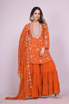 Lehenga Mart Designer Sharara Suit for women - Orange | Grocsy