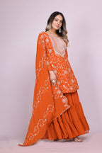 Lehenga Mart Designer Sharara Suit for women - Orange | Grocsy